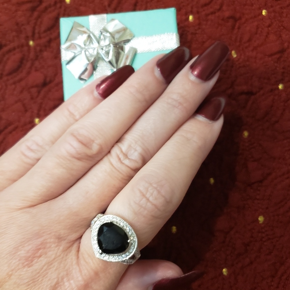 Black Onyx/CZ Sterling Silver Ring